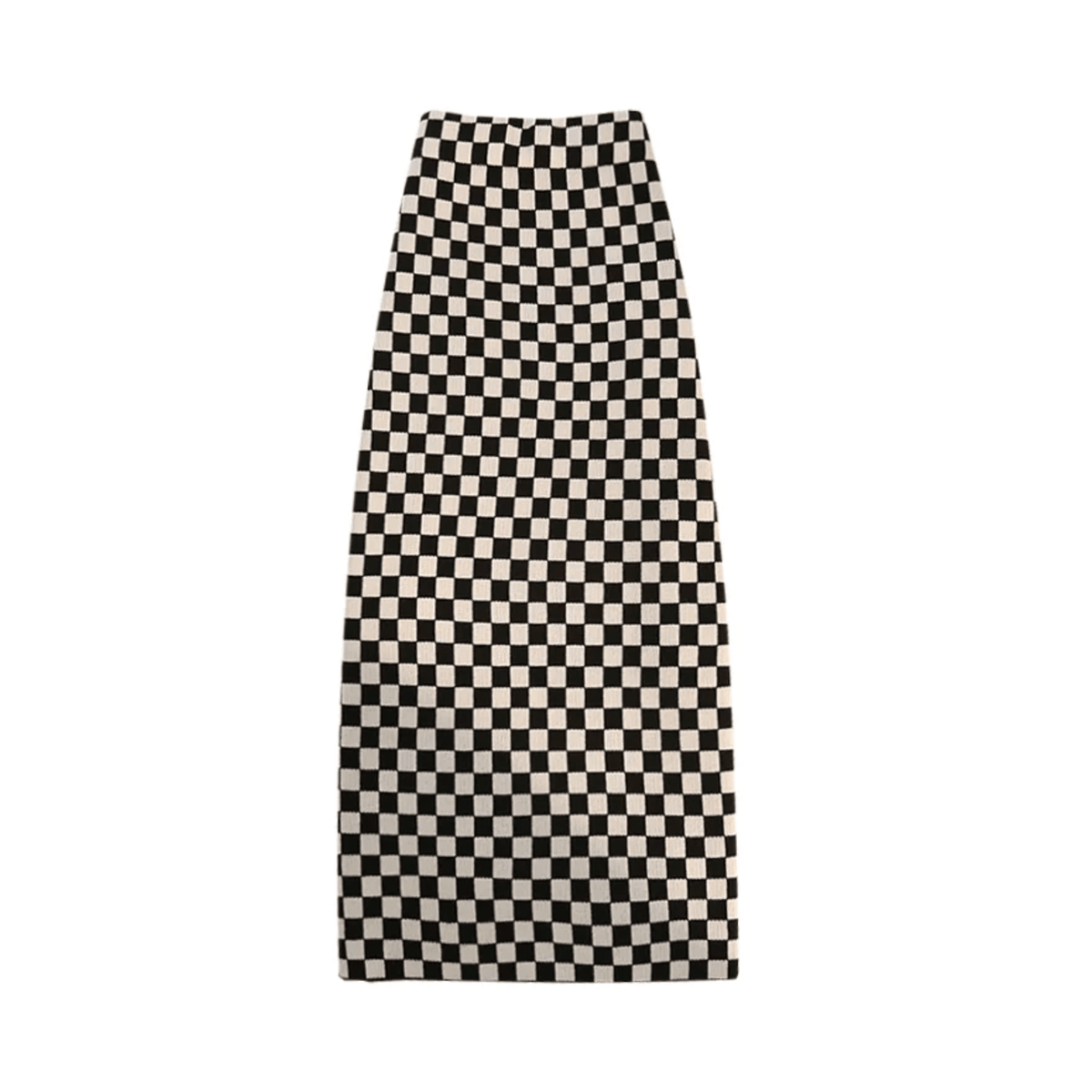 Checkered Knitted Midi Skirt