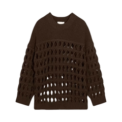 Chocolate Open Knit Cotton Sweater