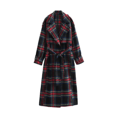 Classic Plaid Belted Trench Coat