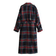 Classic Plaid Belted Trench Coat