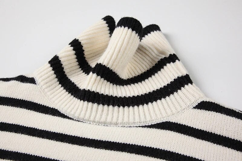 Classic Turtleneck Striped Sweater