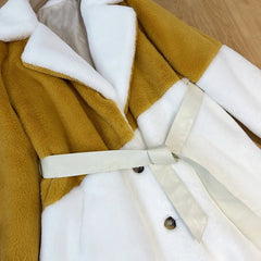Coffee and Cream Furry Belted Coat