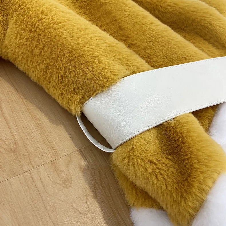 Coffee and Cream Furry Belted Coat
