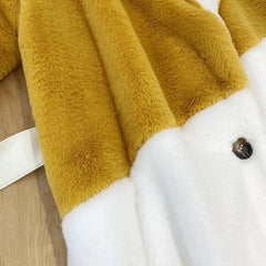 Coffee and Cream Furry Belted Coat