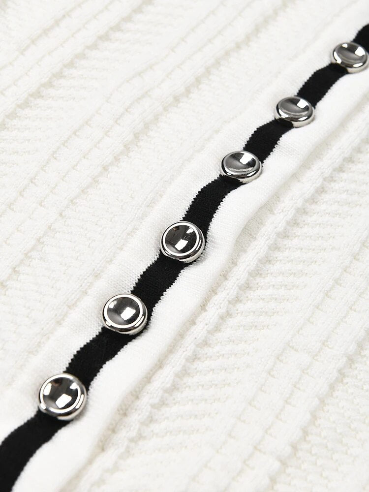 Collar Chain Slash-Neck Sweater