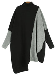 Color-block Irregular Oversized Knit Sweater