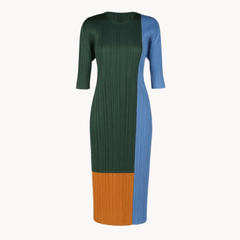 Color Block Pleated Dress - @khreolek