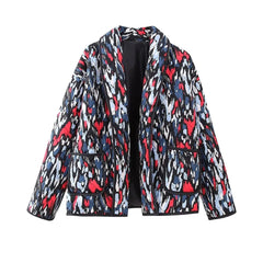 Color Splatter Print Cropped Jacket