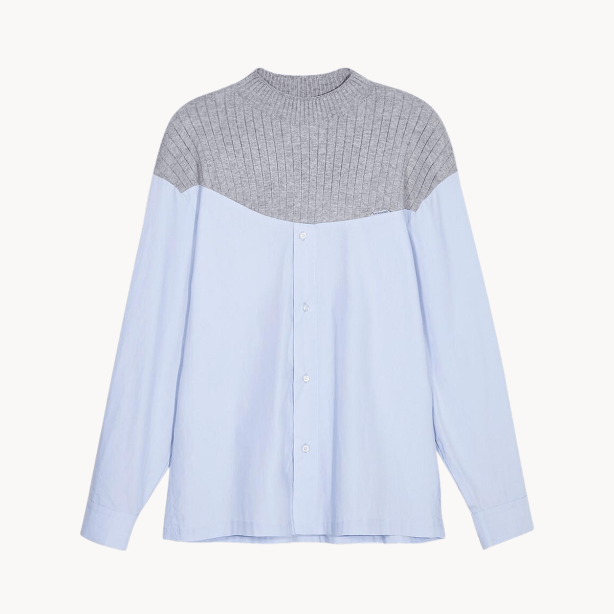 Colorblock Patchwork Knit Shirt