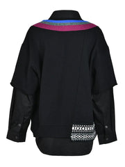 Colorful Collar Band Knit Shirt