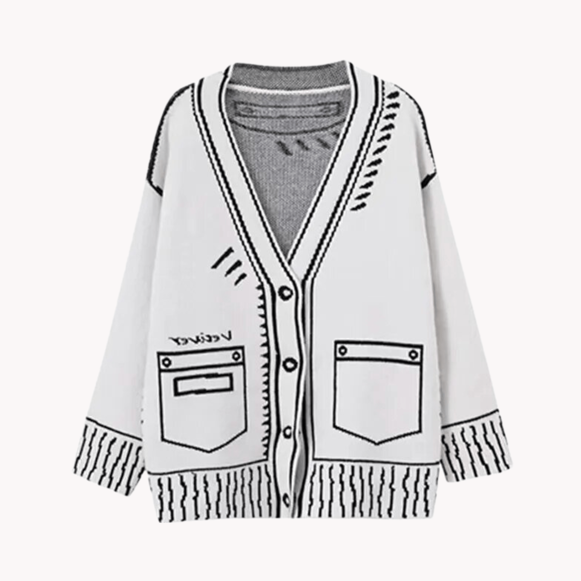 Comic Effect Contrast Knit Cardigan - @theestylishp