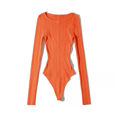 Contoured Ribbed Boatneck Knit Bodysuit