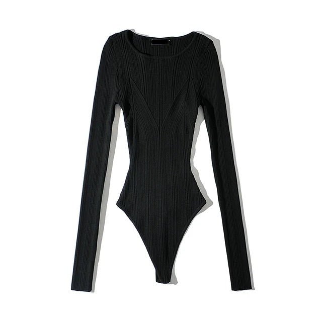 Contoured Ribbed Boatneck Knit Bodysuit