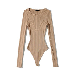 Contoured Ribbed Boatneck Knit Bodysuit