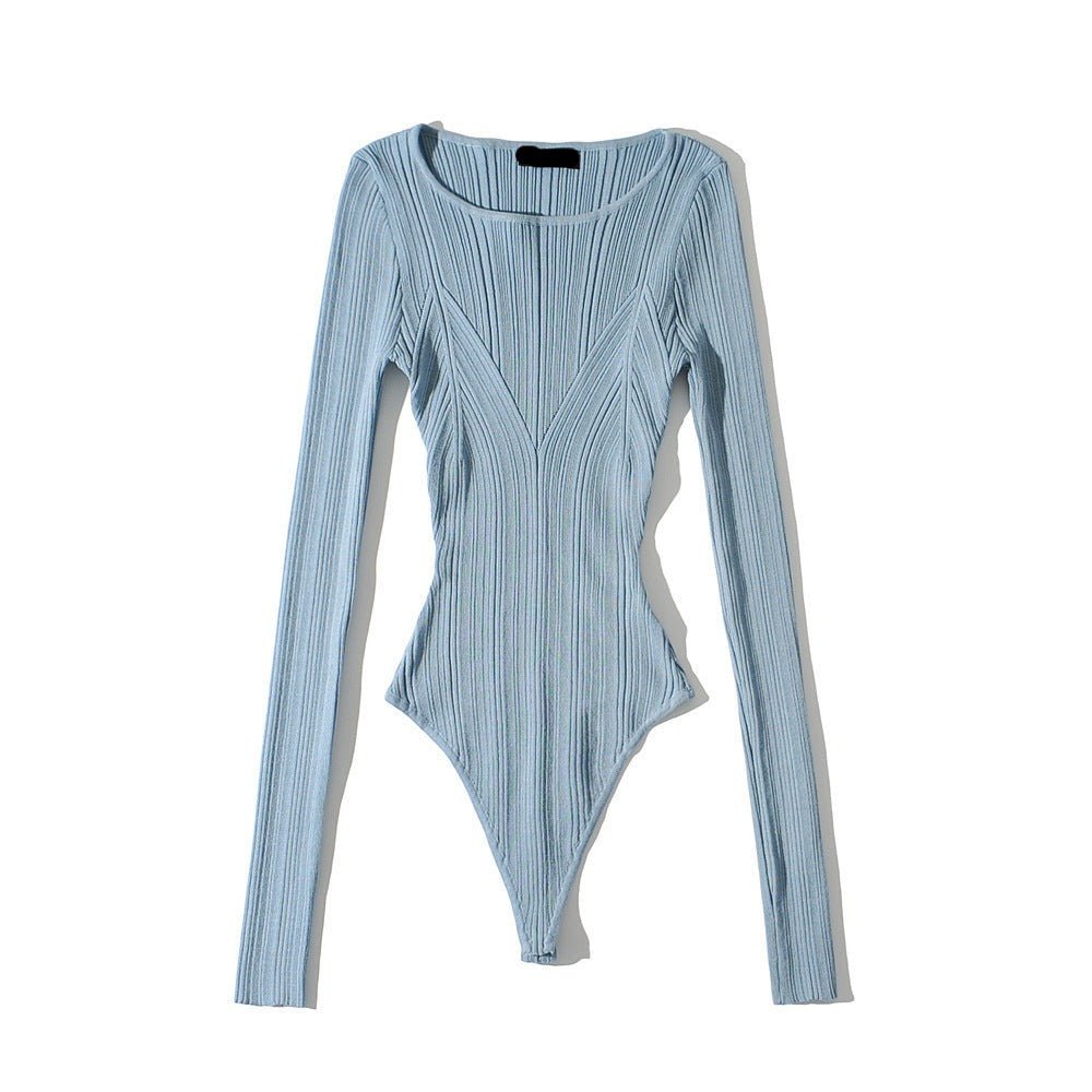 Contoured Ribbed Boatneck Knit Bodysuit