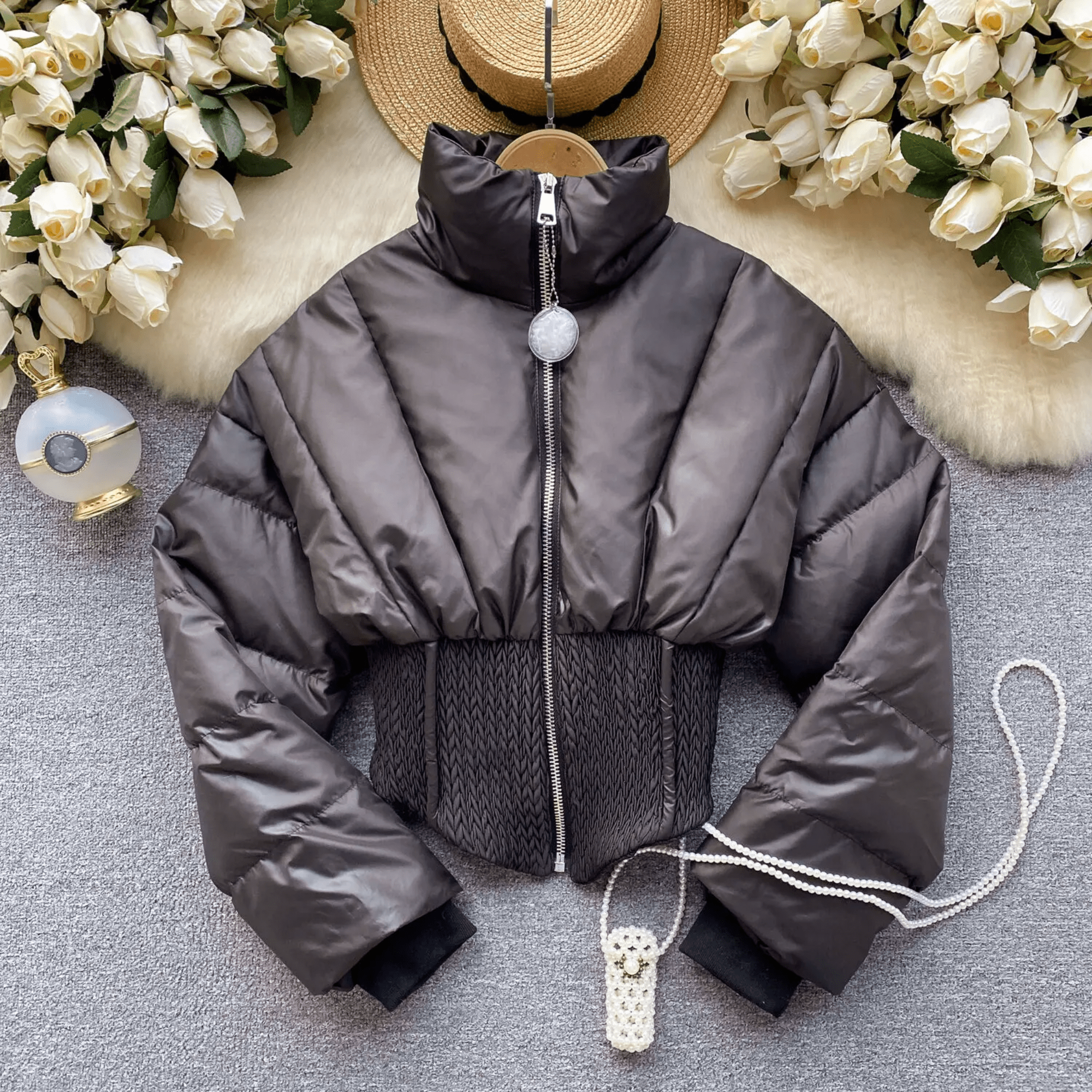 Contoured Waist Padded Short Jacket