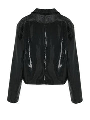 Contrast Color Lapel Sequins Jacket