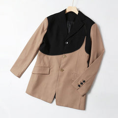 Contrast Color Spliced Blazer