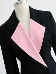 Contrast Cuffs and Collar Blazer