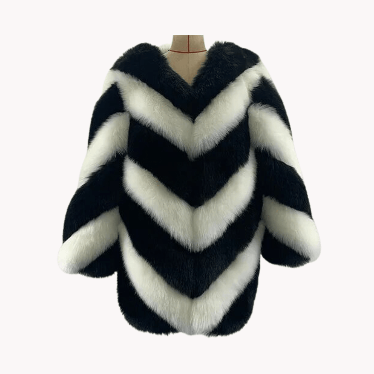 Contrast Faux Fur Coat