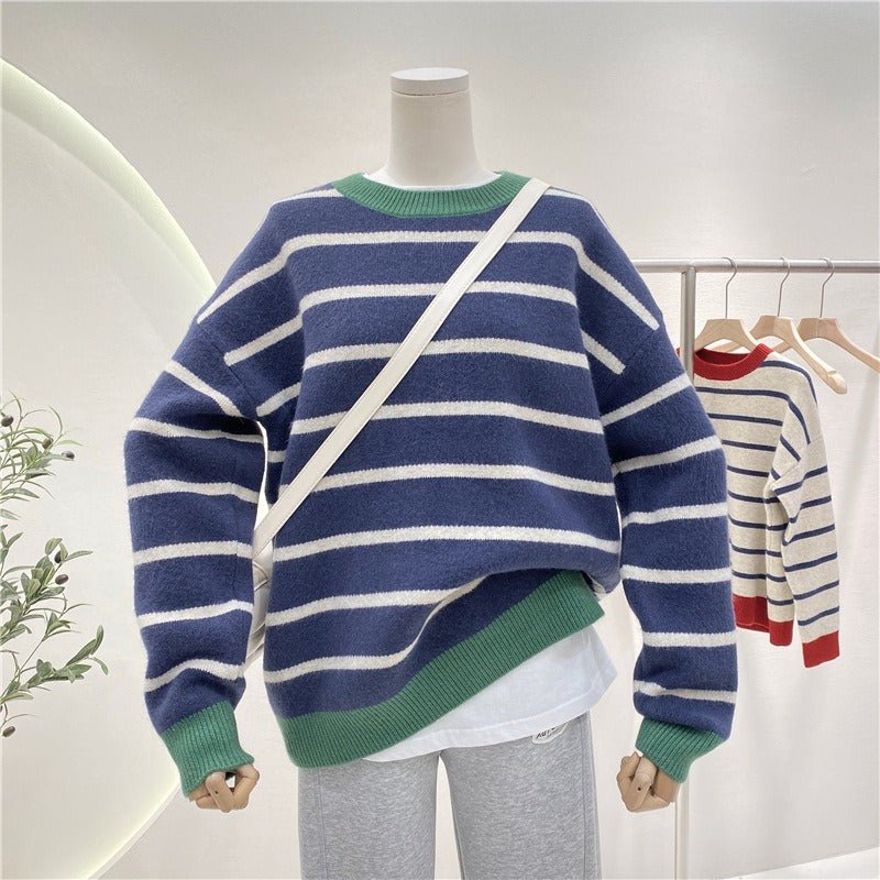 Contrast Striped Knit Sweater