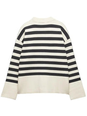 Contrast Stripes Knit Cardigan