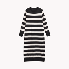 Contrast Stripes Knit Midi Dress