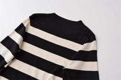 Contrast Stripes Knit Midi Dress