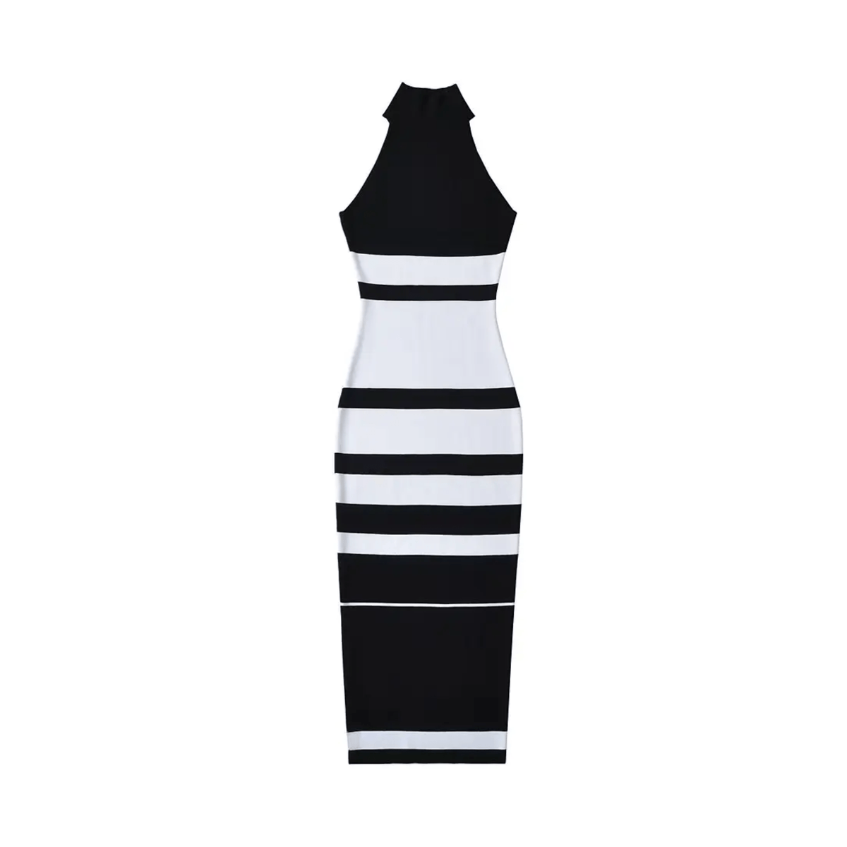 Contrast Stripes Stretchable Midi Dress