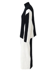 Contrast Sweater+Skirt Knit Set