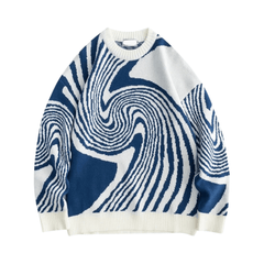 Contrast Swirls Knitted Sweater