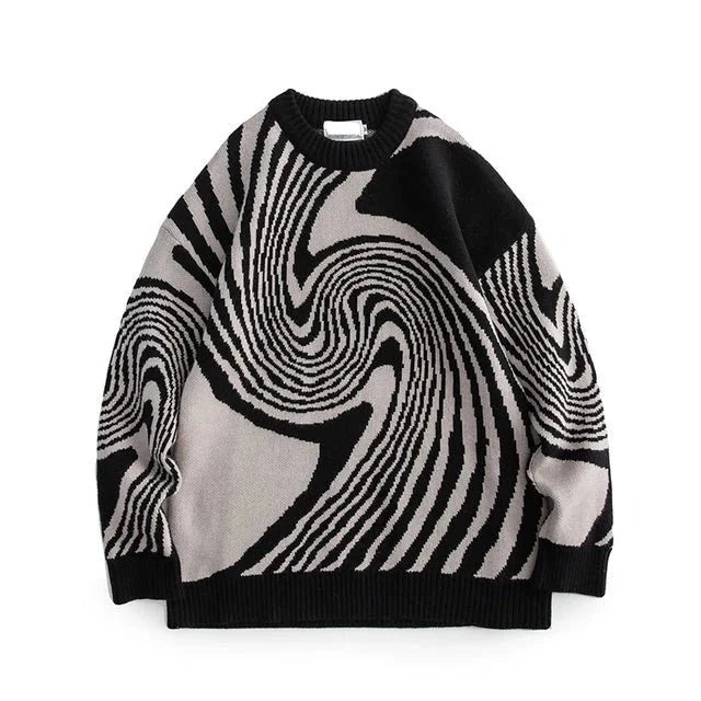 Contrast Swirls Knitted Sweater