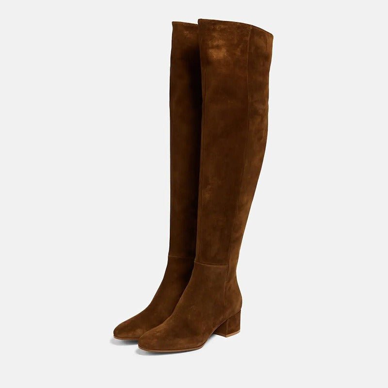 Cow Suede Over the Knee Boots