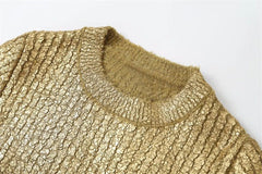 Cracked Metallic Gold Knitted Top