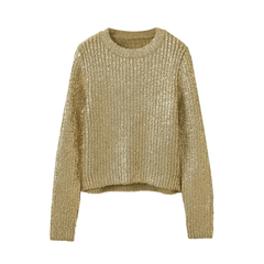 Cracked Metallic Gold Knitted Top