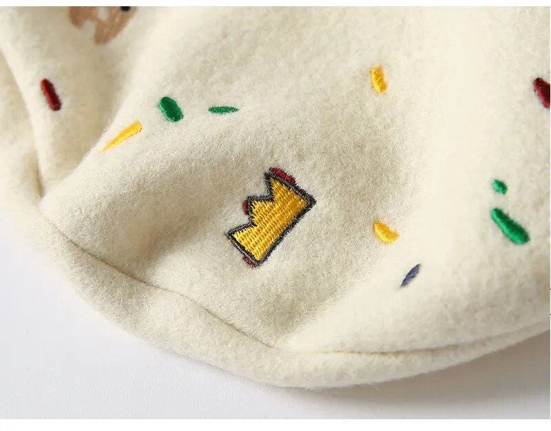 Cream Embroidered Emojis Beret