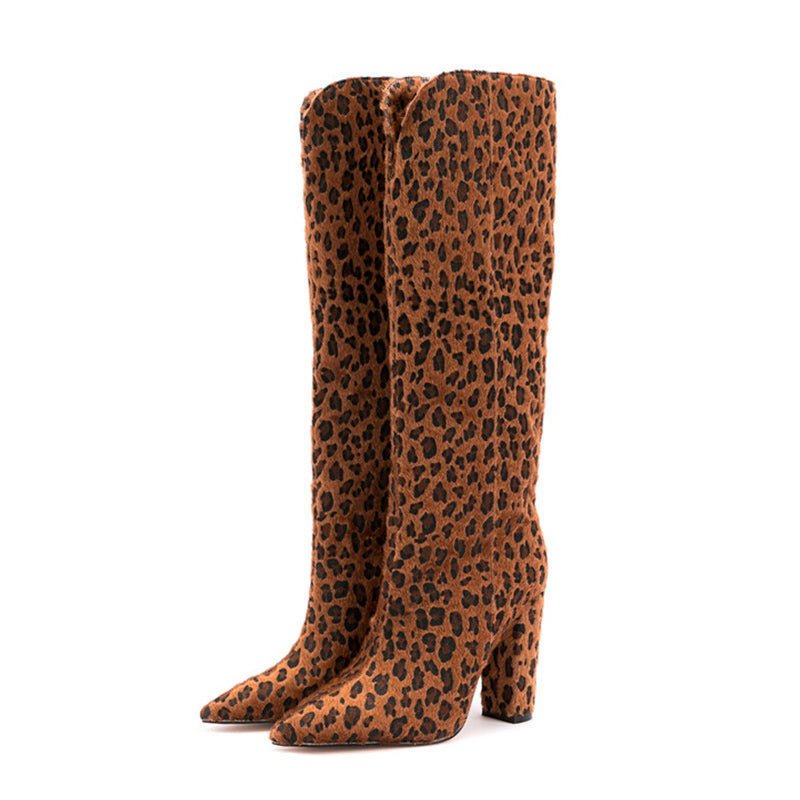 Croc Print Calf High Ladies Boots