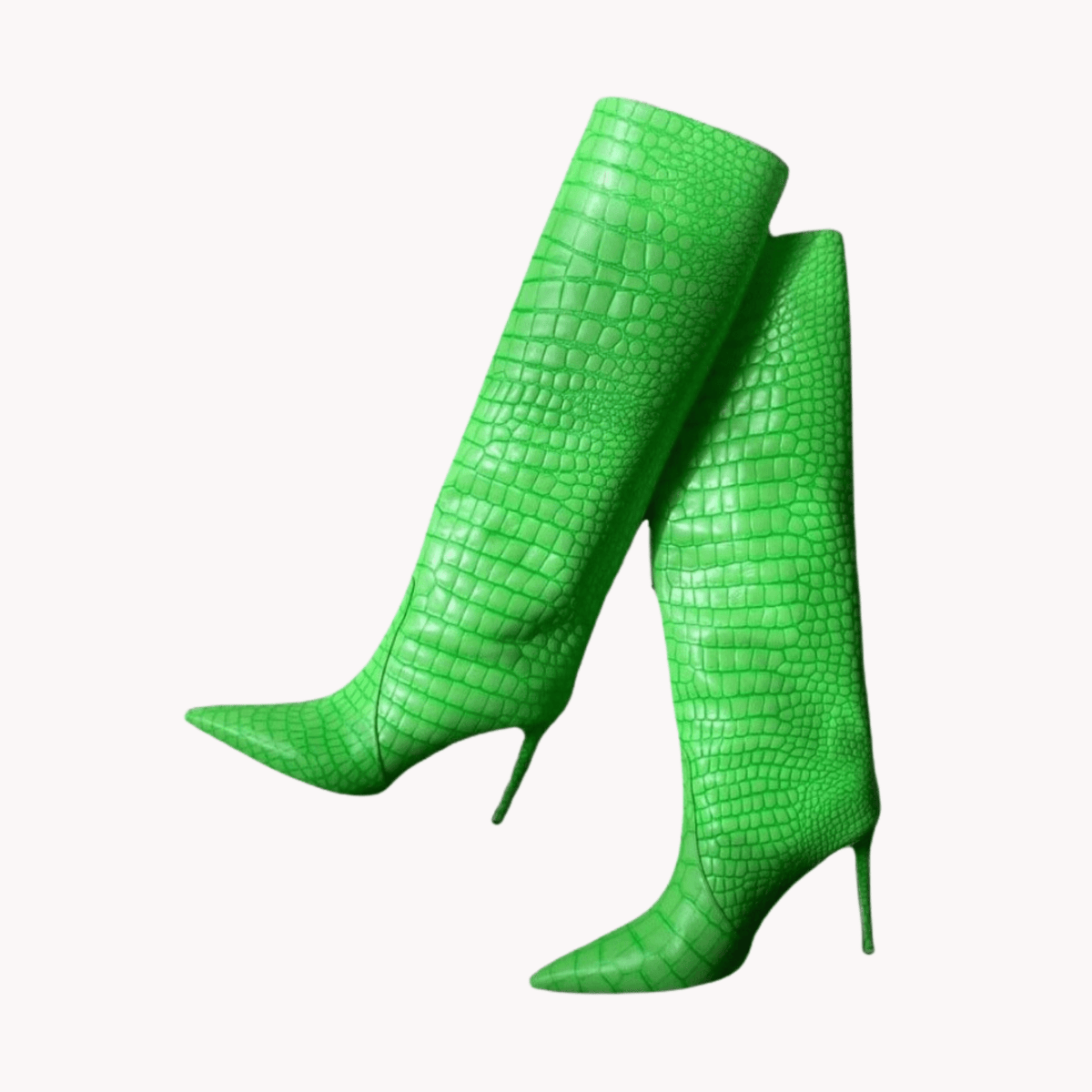 Crocodile Knee High Stilettos Boots