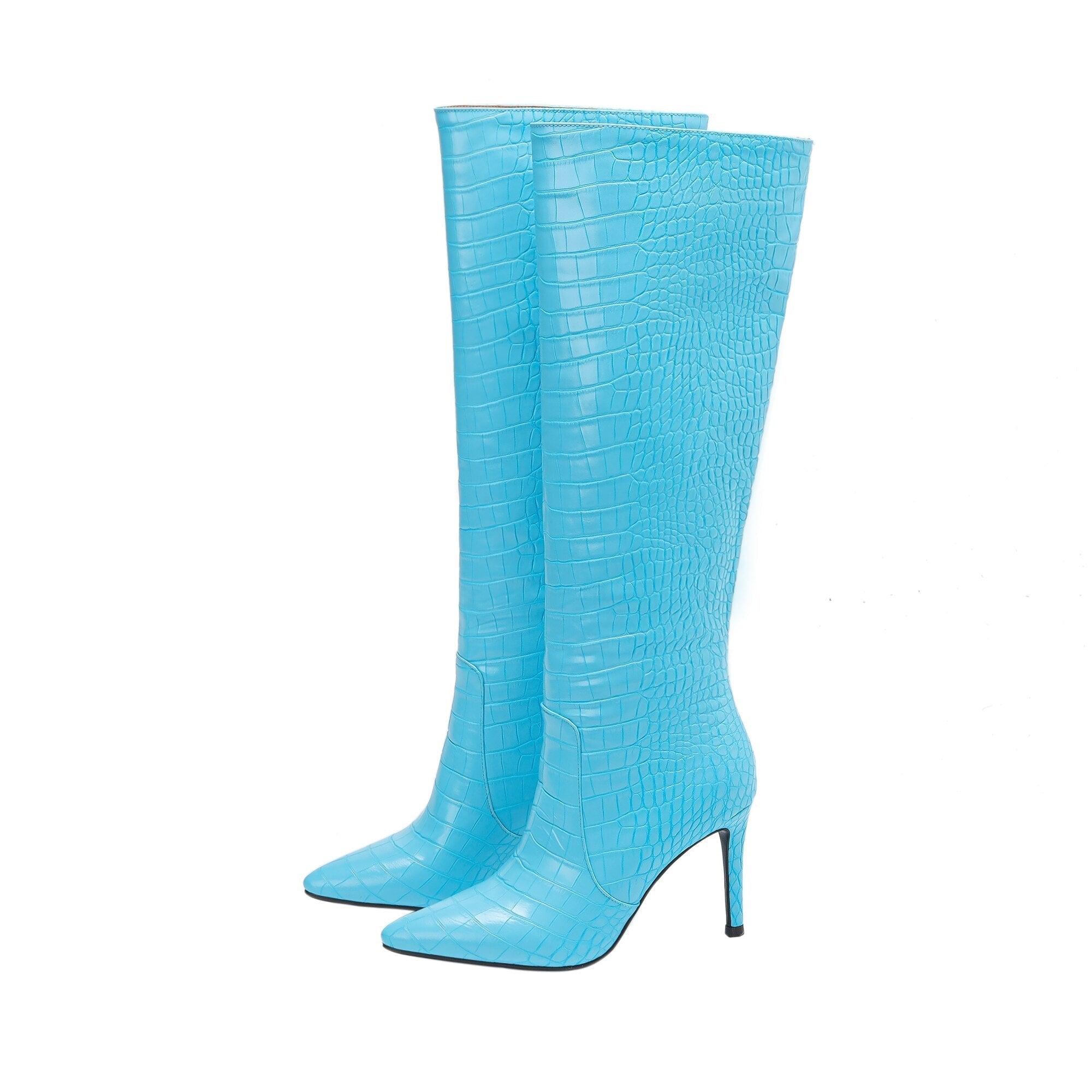 Crocodile Knee High Stilettos Boots