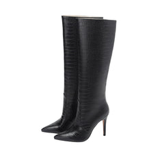 Crocodile Knee High Stilettos Boots