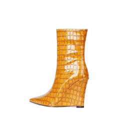 Crocodile Wedge Heel Ankle Boots