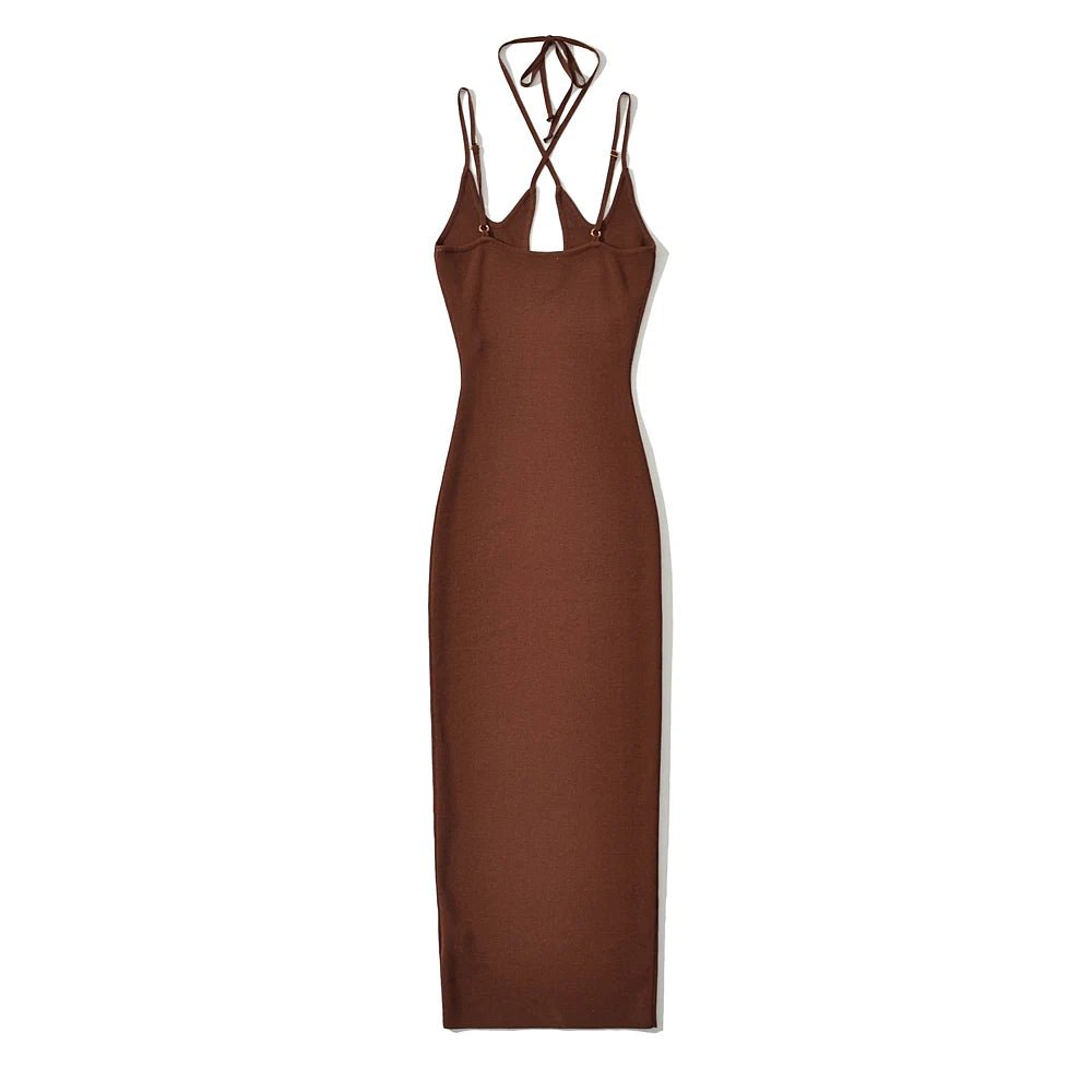 Cross Halter Knitted Midi Dress