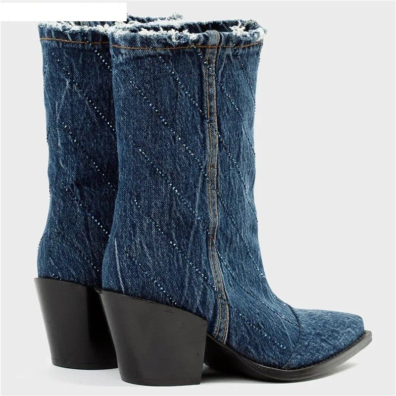 Crystal Denim Ankle Boots