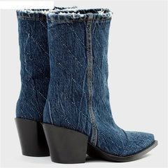 Crystal Denim Ankle Boots