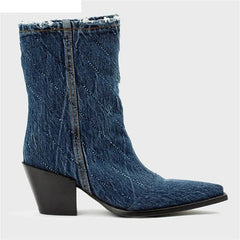 Crystal Denim Ankle Boots