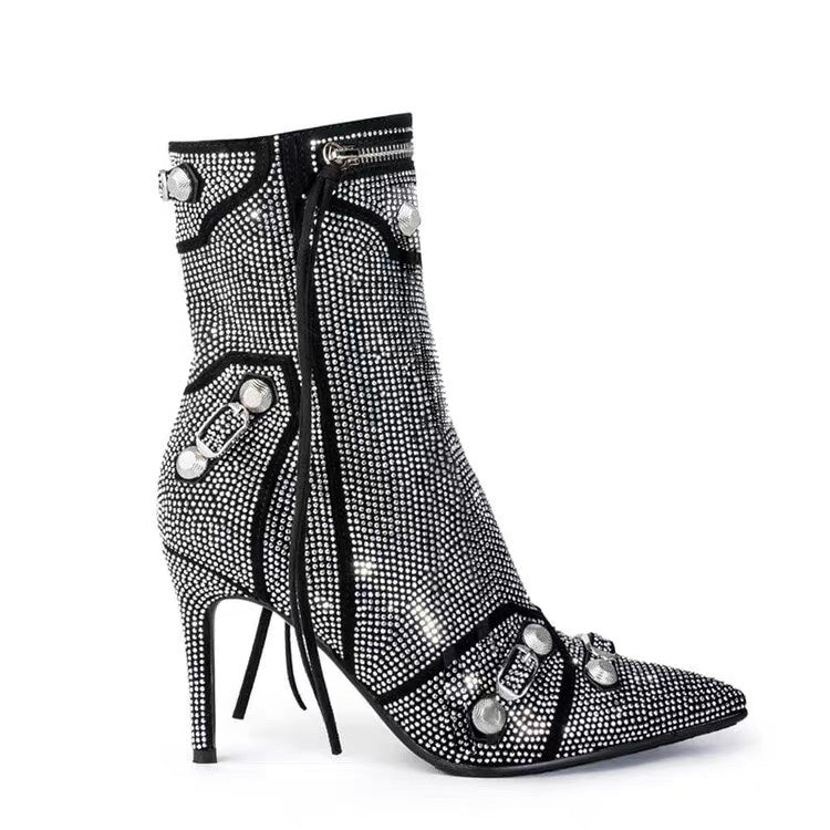 Crystals and Tassels Stiletto Boots