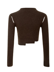 Cut-Out Asymmetrical Hem Crop Sweater