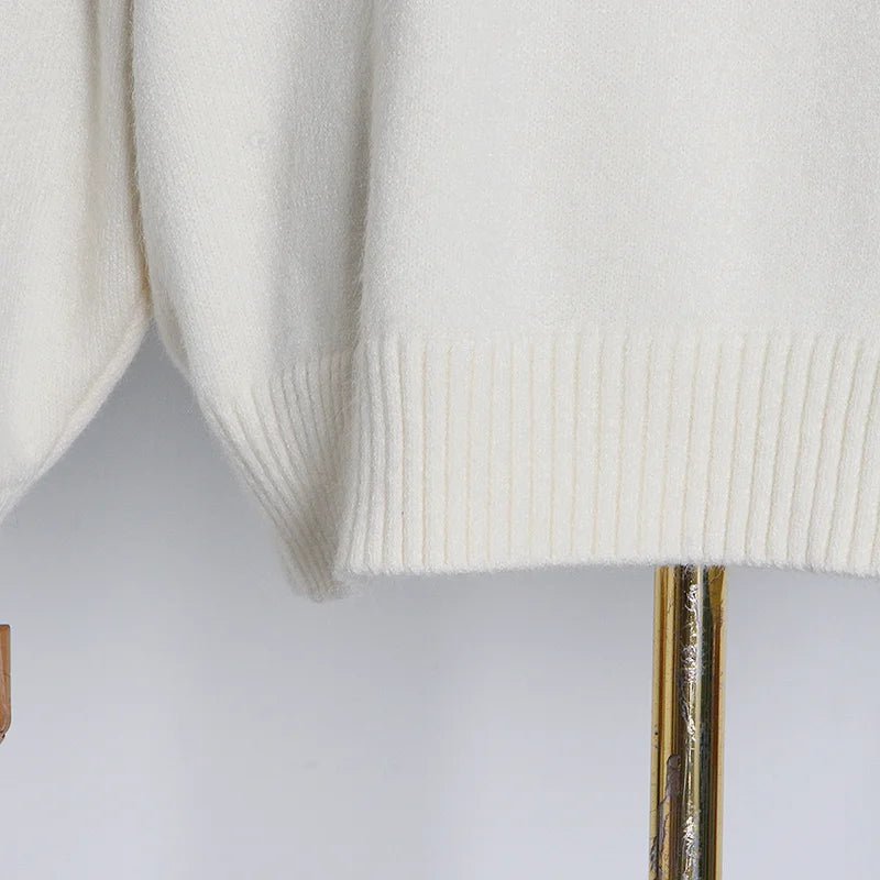 Cutoff Shoulder Turtleneck Knit Sweater