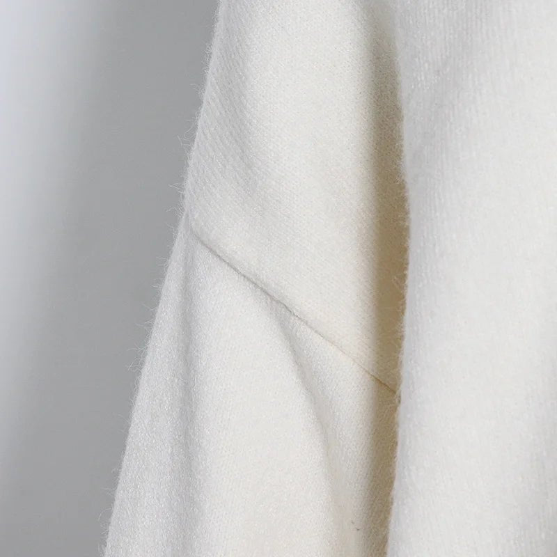 Cutoff Shoulder Turtleneck Knit Sweater