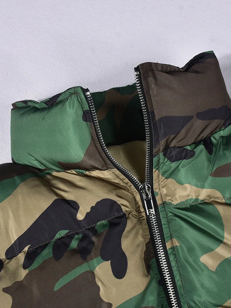 Cutout Shoulder Camouflage Jacket